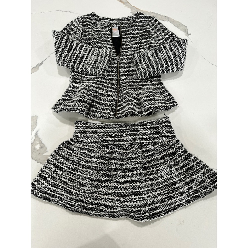 Gymboree Black and White Knit Peplum Jacket & Skirt Set